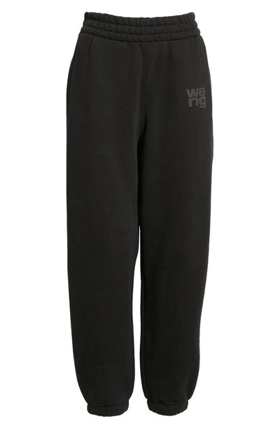 Shop Alexander Wang Puff Logo Structured Terry Sweatpants In Black