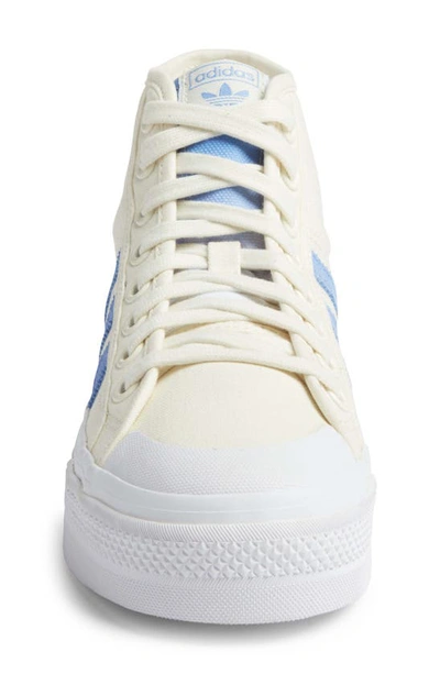 Shop Adidas Originals Nizza Mid Platform High Top Sneaker In White/ Blue / White