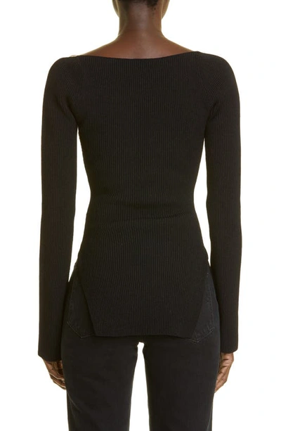 Shop Khaite Maddy Ribbed Bustier Sweater In Black