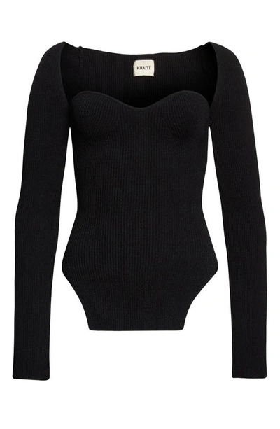 Shop Khaite Maddy Ribbed Bustier Sweater In Black