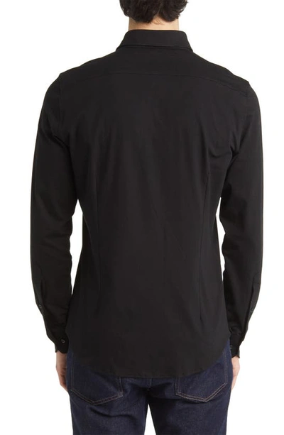 Emanuel Berg Modern Flex Cotton Blend Button-up Shirt In Black