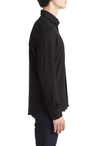 Shop Emanuel Berg Modern Flex Cotton Blend Button-up Shirt In Black