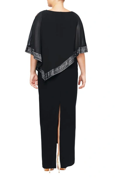 Slny Asymmetrical Cape Dress In Black Silver