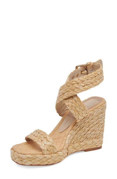 Shop Dolce Vita Aldona Ankle Wrap Wedge Sandal In Light Natural Raffia