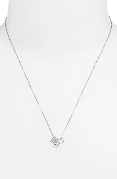 Shymi Cubic Zirconia 3-stone Pendant Necklace In Silver