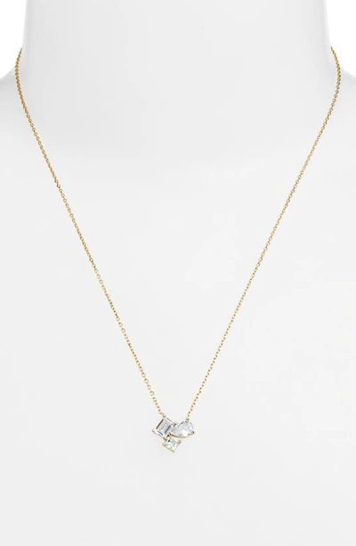 Shop Shymi Cubic Zirconia 3-stone Pendant Necklace In Gold