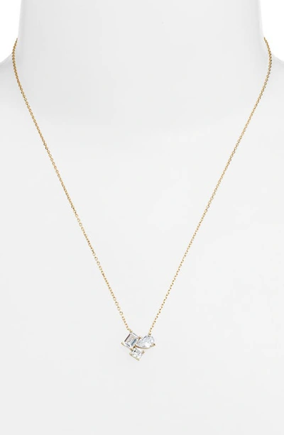 Shymi Cubic Zirconia 3-stone Pendant Necklace In Gold
