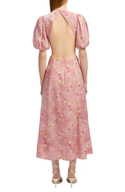 Shop Bardot Malina Floral Open Back Midi Dress In Pink Garden