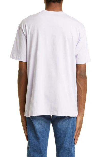 Shop Balmain Rubber Logo Cotton T-shirt In Light Lilac/ White