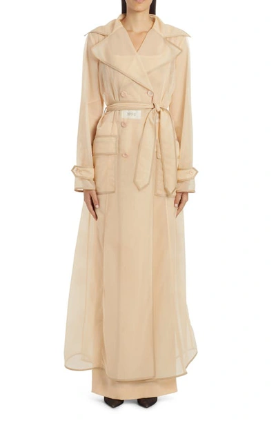 Shop Dolce & Gabbana Kim Double Breasted Marquisette Trench Coat In Light Pink