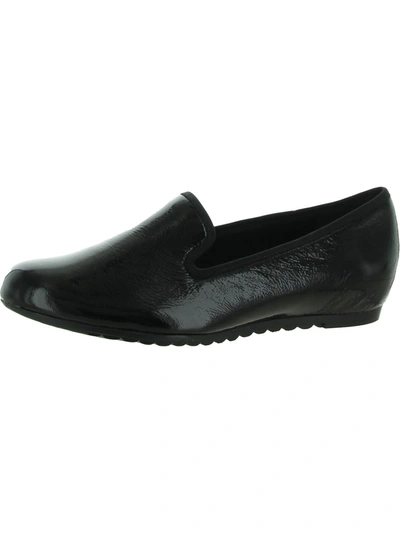 Shop Munro Barb Womens Patent Leather Slip On Smoking Loafers In Black