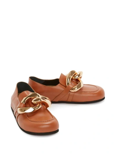 Shop Jw Anderson Chain Leather Loafer In Brown