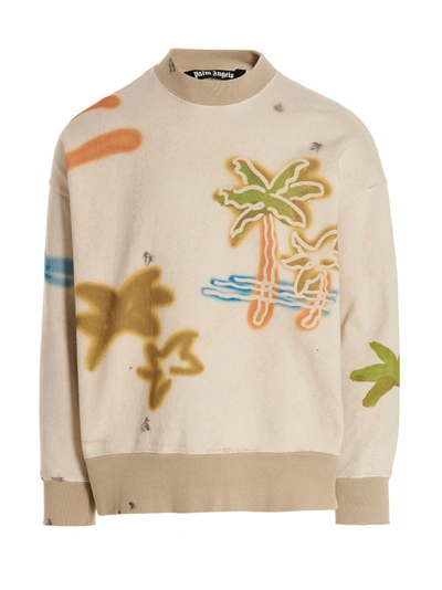 Shop Palm Angels 'palm Neon' Sweatshirt In Beige