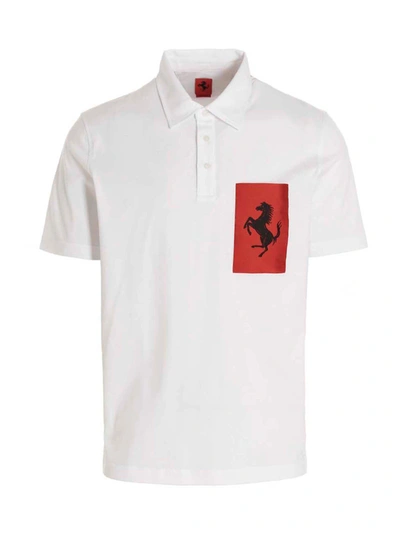 Shop Ferrari Polo 'label Pocket' In White