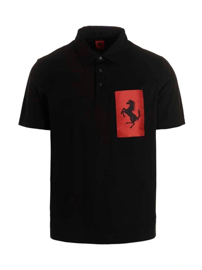 Shop Ferrari Polo 'label Pocket' In Black