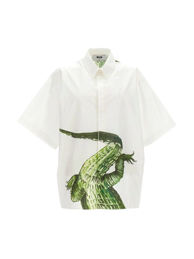 Shop Msgm 'crocodile' Shirt In White