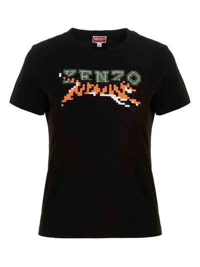 Shop Kenzo T-shirt ' Pixel' In Black