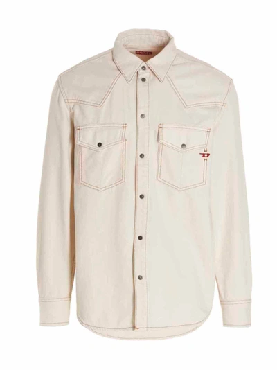 Shop Diesel Texan Shirt In Beige