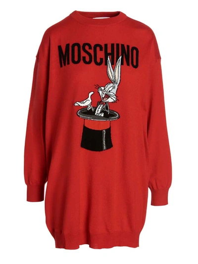 Shop Moschino 'bugs Bunny' Dress In Red
