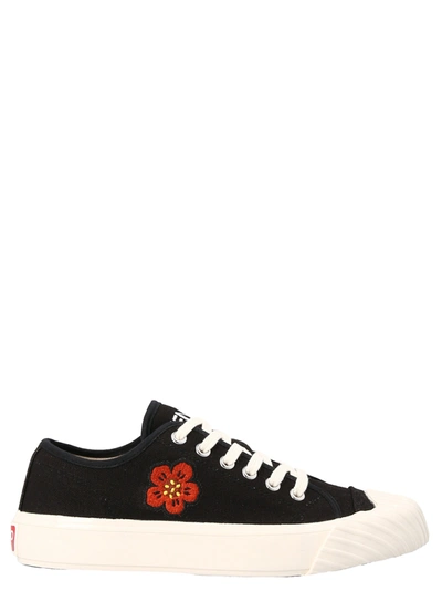 Shop Kenzo Logo Embroidery Sneakers In White/black