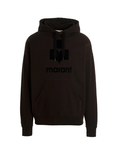 Shop Marant Flocked Logo Hoodie In Black