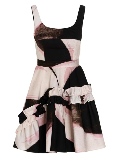 Shop Alexander Mcqueen Flounced Print Dress In Multicolor