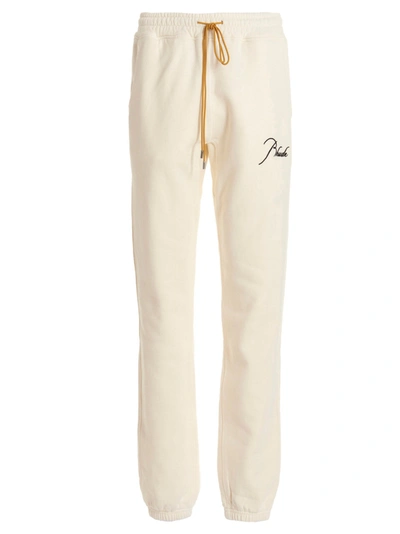 Shop Rhude Logo Embroidery Joggers In White