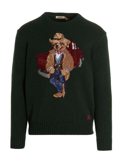 Shop Polo Ralph Lauren 'teddy' Embroidery Sweater In Green