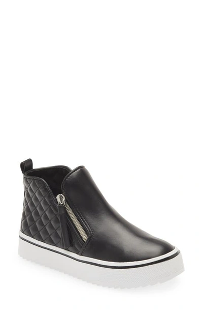 Steve Madden Jvicey Quilted Zip Sneaker In Black