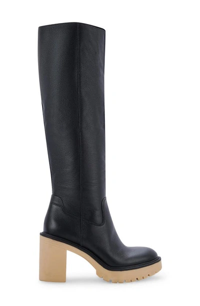 Shop Dolce Vita Corry H2o Waterproof Lug Sole Knee High Boot In Black Leather H2o