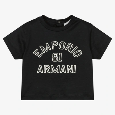 Shop Emporio Armani Baby Boys Navy Blue Lyocell T-shirt