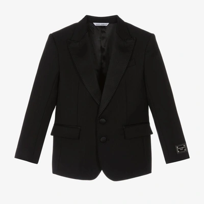 Shop Dolce & Gabbana Boys Black Wool Tuxedo Jacket