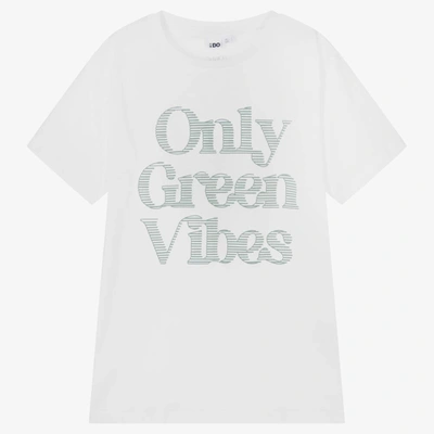 Shop Ido Junior White Cotton Only Green Vibes T-shirt