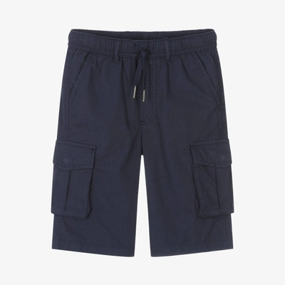Shop Ido Junior Boys Navy Blue Cotton Cargo Shorts