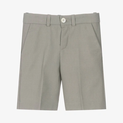 Shop Bonpoint Boys Grey Cotton & Wool Chino Shorts