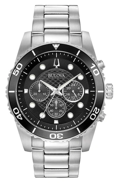 Bulova Bracelet Strap Chronograph Watch, 43mm In Silver