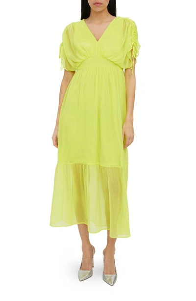 Shop Aware By Vero Moda Cap Sleeve Ruffle Dress In Limeade