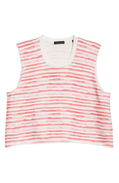 Shop Atm Anthony Thomas Melillo Stripe Cotton & Cashmere Sleeveless Sweater In French Rose Combo