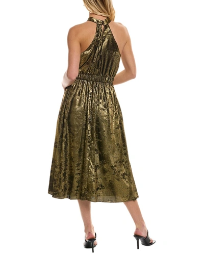 Shop Aidan Mattox Aidan By  Halter Midi Dress In Gold