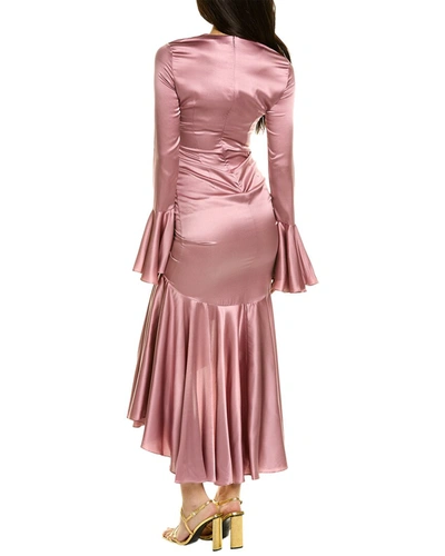 Shop Caroline Constas Monique Silk-blend Midi Dress In Pink