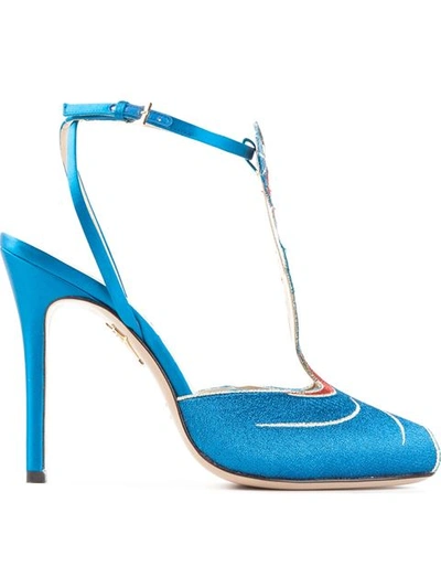 Charlotte Olympia 'anna May Wong' Metallic Embroidery Pumps In Azure
