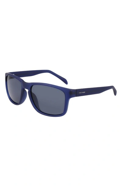 Cole Haan 57mm Squared Polarized Sunglasses In Navy Crystal
