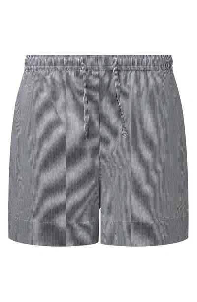 Shop Weworewhat Stripe Stretch Cotton Shorts In Whte/ Blck Strp
