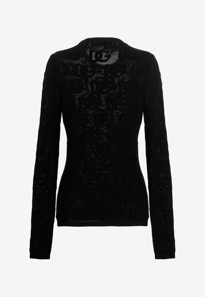 Dolce & Gabbana Dg Logo Jacquard Knit Top In Black
