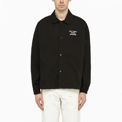 Drôle De Monsieur Techno Fabric Black Jacket In Black