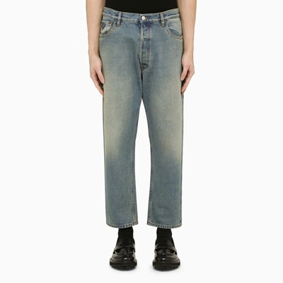 Shop Prada Blue Washed Cropped Jeans In Light Blue