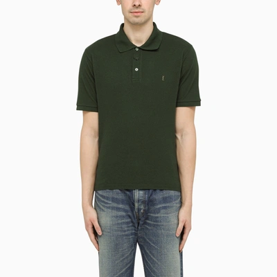 Shop Saint Laurent Green Cotton Piqué Polo Shirt In Multicolor