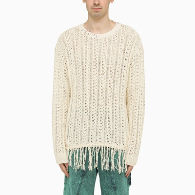 Shop Andersson Bell Ivory Openwork Crew-neck Jumper In White