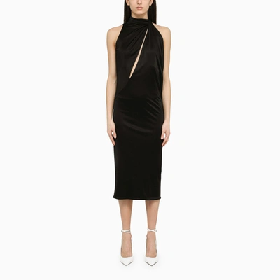 Shop Versace | Black Satin Midi Dress