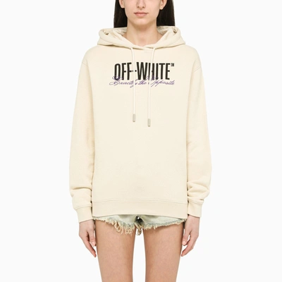 Shop Off-white Ivory Hoodie With Logo In Beige